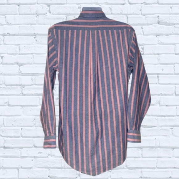 Vintage Chaps Ralph Lauren Striped Blue/Pink Shirt (Hong Kong) – Size Large - Picture 7 of 12
